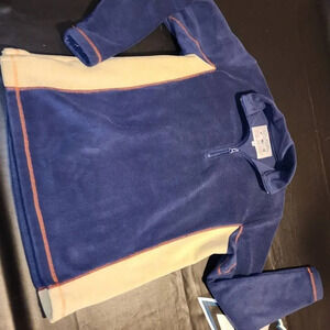 Wears Woody Mens Navy Blue & Tan Performance Fleece 1/4 Zip Pullover Sweater Med